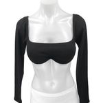 Princess Polly  Becca Women's Black Long Sleeve Rib Knit Crop Sweater Top Size 4 Photo 0