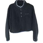 Champion Womens Sherpa Fleece 1/4 Zip Pullover Cropped Logo Black XL Photo 0