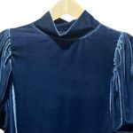 Free People BLUE Claudia Velvet Mock Neck short sleeve bohemian Top Size XS Photo 4