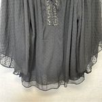 ZARA Black Sheer Beaded Dot Embroidered Wide Sleeve Top Size S Photo 2