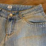 Cache  Rhinestone Stud Jean Pant Size S 2 Denim capris EUC Photo 3