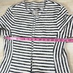 Dojam Left Coast Collection Striped Open Front Ruffle Hem Jacket Women's Small Black Photo 6