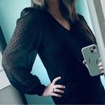 Modcloth  More After Midnight Top Black Long Sleeve Sheer Polka Dot Sleeve M NWT Photo 3