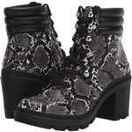 Rampage Women’s  Black Python Chunky‎ Heeled Moto Combat Boots Sz 7.5  90s Photo 0