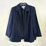 Jessica London  Blazer Linen Blend Womens Sz‎ 14 Blue Lightweight Padded Shoulder Photo 0