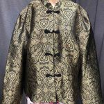 Metaphor Gold Black Brocade Asian style Jacket Mandarin Collar Womens XL Photo 1