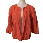 Womens Orange Gauze Textured Open Front Cotton Jacket Size Large Chico's Photo 0