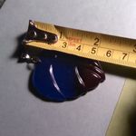 Large Quartz Leaf Pendant in Stainless Steel Blue Photo 9