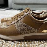 Michael Kors Michael Monique Monogram Trainer Shoes Sneakers Lace-Up in Tan 7 Photo 1