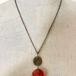 Turkish RARE Empire SILVER COIN carnelian pendant necklace Orange Photo 1