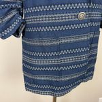 Karen Kane Blazer Jacket Women XL Blue White Ruched Elbow Sleeve Jacquard Cotton Photo 7