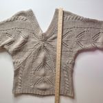 Angie Womens Alpaca Blend Knit Sweater Sz Small Beige V-Neck Batwing Coastal Photo 8