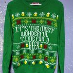 Unisex Ugly Christmas Sweater Beer Theme Medium Green Holiday Crew Neck Photo 10