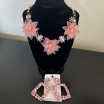Neutral Flower & Gems Necklace .. Time And Tru Brand with statement earrings Photo 10