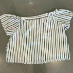Doe & Rae  off the shoulder white black stripe crop top size XS Photo 5