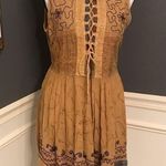 Handmade embroidered dress with corset detail Brown Size L Photo 0