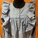 J.Crew ‎ Denim Chambray Ruffled Long Sleeve Popover Cotton Blouse Blue Size 4 Photo 5