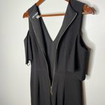 Karl Lagerfeld  black cold shoulder cropped jumpsuit exposed gold zipper size 2 Photo 2