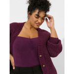 Torrid  Boyfriend Cardigan Pointelle Sleeve Sweater Burgundy Long Line Oversized Photo 3