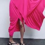 ZARA Nwt  Hot Pink Ruched Midi Skirt Photo 1