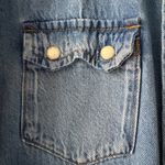Lucky Brand  distressed cotton denim raw hem Western snap shirt women's XS Photo 4