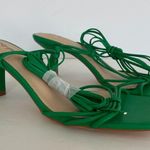 Nasty Gal  Green Skinny Strap Square Toe Ankle Tie Midi Heels Photo 2