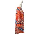 Umgee  Orange Multicolor Bohemian Peasant Bell Sleeves Mini Dress/Tunic Keyhole Photo 3