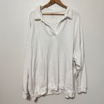 Aerie  Happy Henley Everyday Oversized Collared Sweatshirt Size XXL White Photo 1