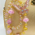 Handmade 🩷 Luxury Bag/Phone Chain Charm/Keychain Pretty Light Pink Rhinestone Butterfly Photo 0