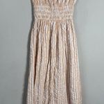 Topshop Textured Bandeau Beach Maxi Dress in Brown Stripe Women's 0-2 Seersucker Photo 6