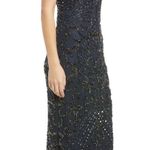 Pisarro Nights Beaded Mesh Column Gown Dark Navy 6 NWOT Photo 2