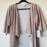 LuLaRoe NWT  Small Sarah Maxi Cardigan Gold Bronze White Pleated Drape Open Front Photo 1
