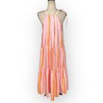 Club Monaco Amirra Dress Women's 10 Pink Striped Silk Sleeveless Midi Tiered RTR Photo 4