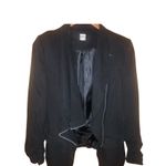Luxe Vintage Y2k Zip up Assymetrical black blazer waterfall collar professional chic Photo 1
