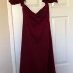 Gracia  Burgundy Ruffle Off The Shoulder Cocktail Dress Photo 0