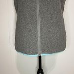 Columbia Women’s Medium Gray Full Zip PFG Fleece Vest Aqua Trim Pockets EUC Photo 3