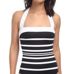 Ralph Lauren  Black White Striped Halter Swimsuit Photo 0
