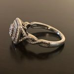 Vintage Sterling Silver 925 Square Double Halo Diamond Cluster Ring | Size 6.5 Photo 3