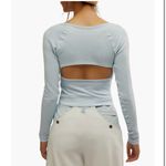 NWT FP Movement Bail Out Crop Thermal Knit Top, Arctic Snow Blue | Size Medium Photo 1