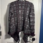 Derek Heart  Open Front Fringe Knit Sweater Cardigan Large Photo 1