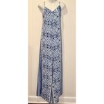 Olivaceous Sleeveless Open Back Wide Leg Jumpsuit in Blue & White Size M EUC!! Photo 1
