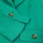 ZARA NWT Vibrant Green Blazer Jacket XS Cropped Textured Fitted Gold Buttons Photo 4
