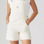 Levi's  Premium Womens White Denim Overall UTILITY SHORTALLS Size Medium Photo 0