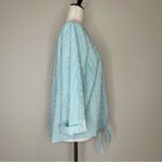 Chico's Chico’s Green Striped Diamond Textured Tie Front Shirt Photo 5