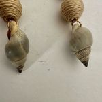 Long real shell gold tone post dangling earrings Photo 2