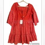 Free People NWT  Lola Embroidered Mini Dress, Capri Orange, Size XS Photo 6