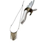 Golden needle candle long necklace and metal gold toned cuff bracelet set Photo 8