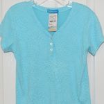 Fresh Produce NWT ABSTRACT FLOWER BABY RIB, CLEAR WATER AQUA TOP, SIZE MEDIUM Photo 1