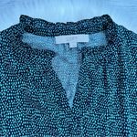 Loft  Green and Black patterned blouse Photo 1