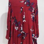 Free People  Tree Swing Burgundy Floral Print Keyhole Tunic Mini Dress Size XS Photo 4